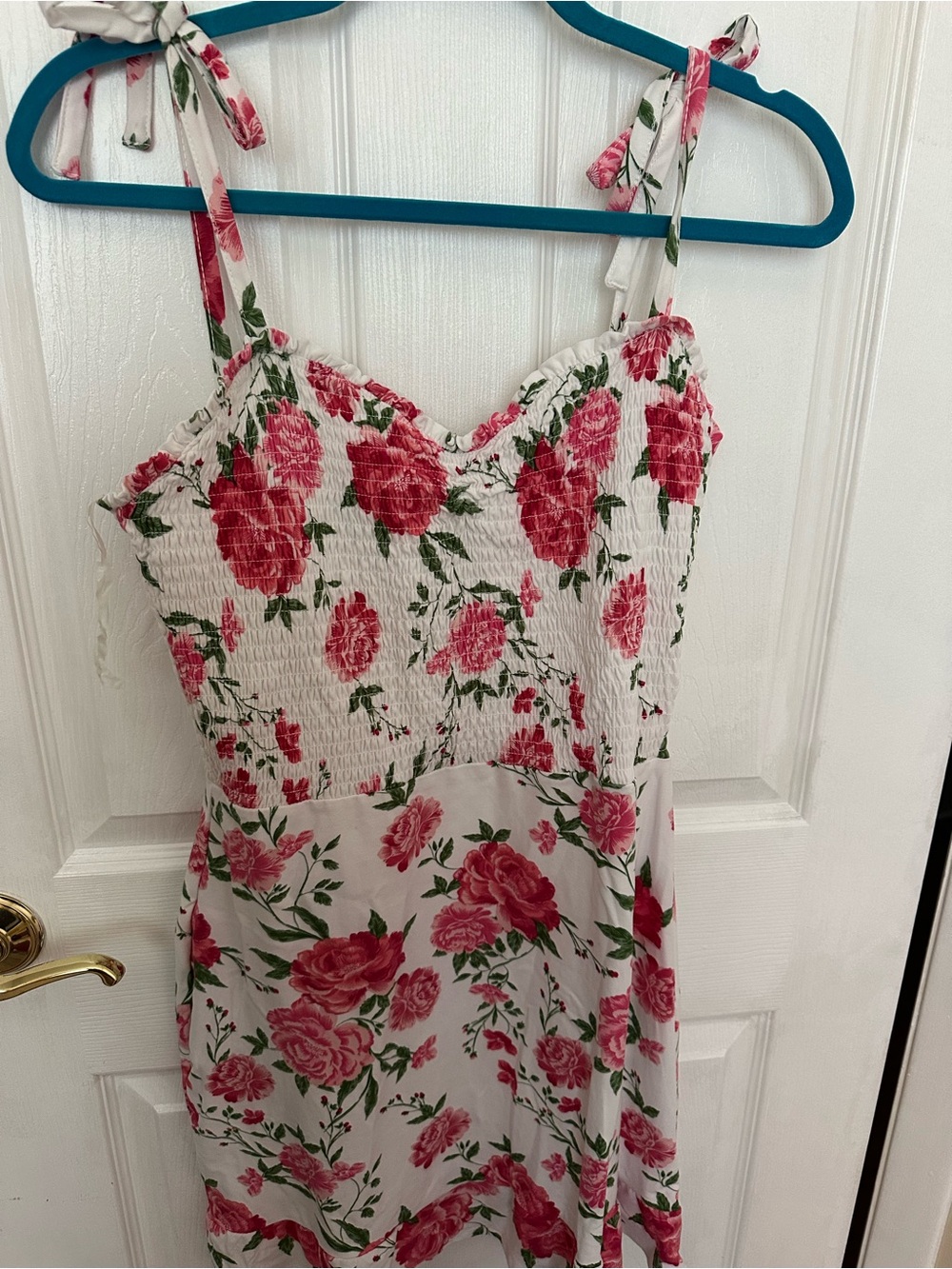 Floral Tie-Shoulder Sundress in Pink and White size large NWT